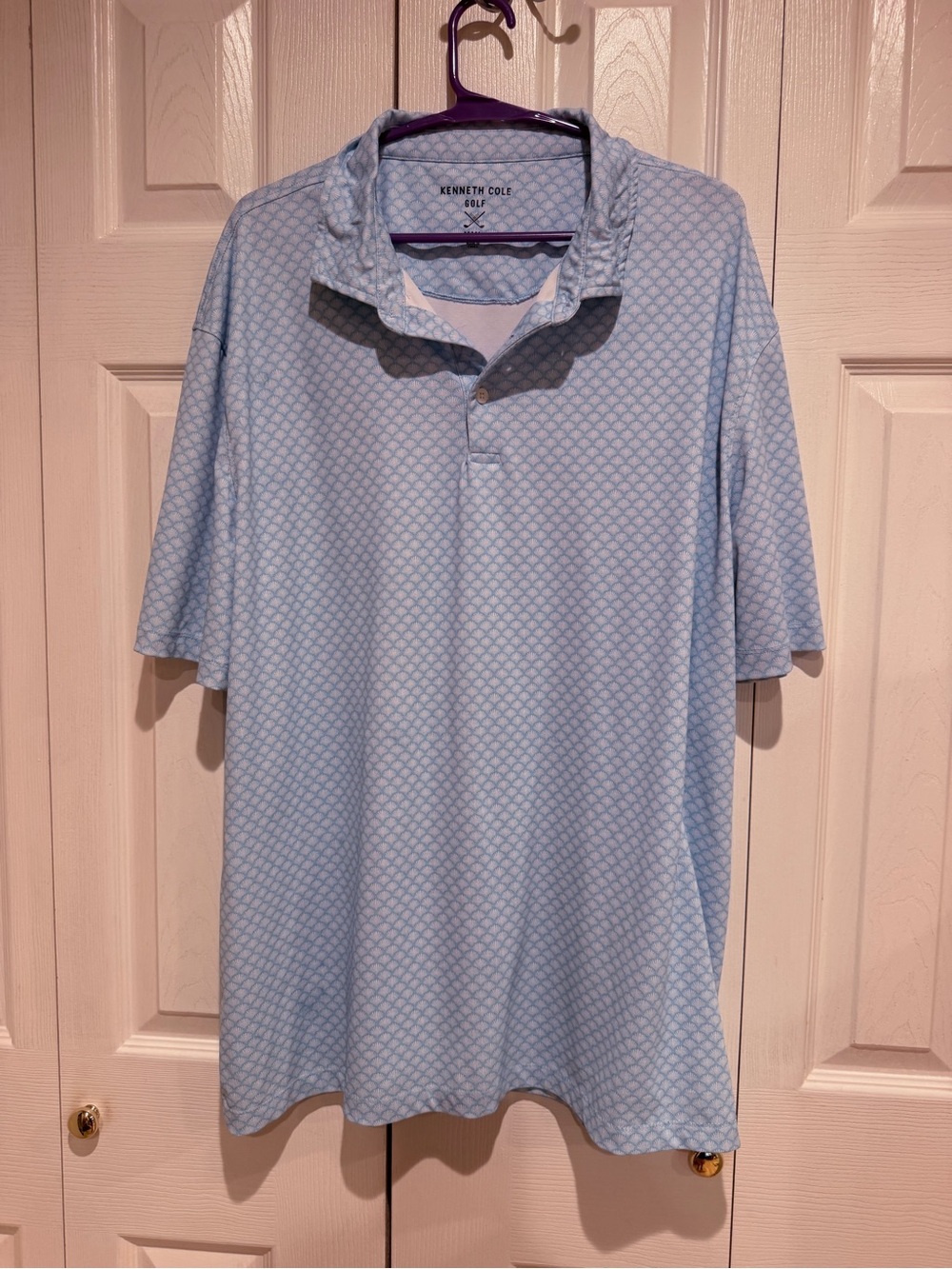 Kenneth Cole Men's Light Blue Printed Polo